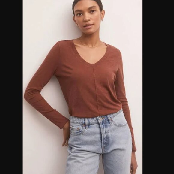 Z Supply Dream Slub L/S Tee - Sienna - Large - Picture 1 of 8